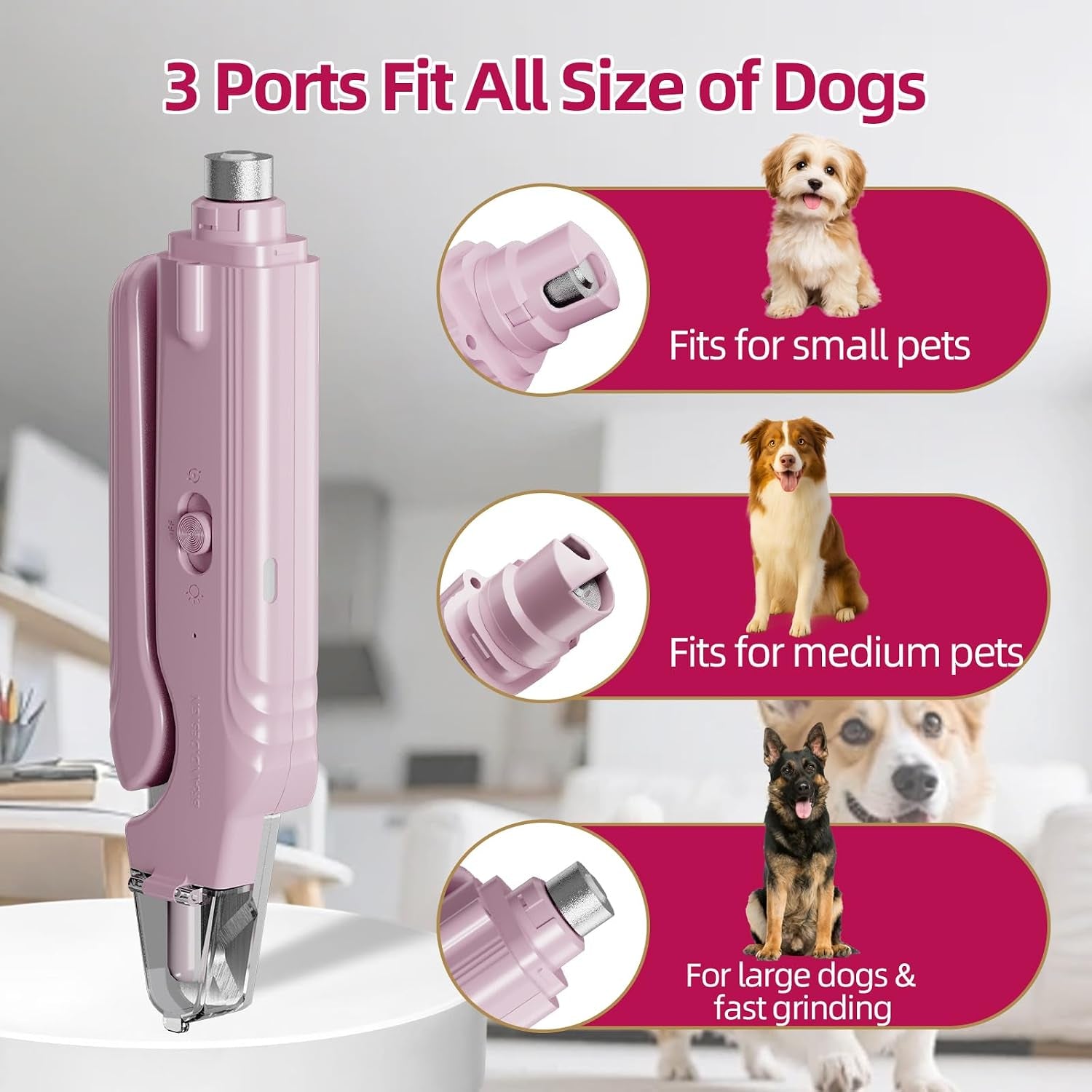 2 in 1 Dog & Cat Pets Nail Clippers and Grinder with Lights - Safety Guard to Avoid Overcutting,Professional Pet Nail Claw Trimmers, Professional Grooming Tools for Pets (Medium & Small Pet)