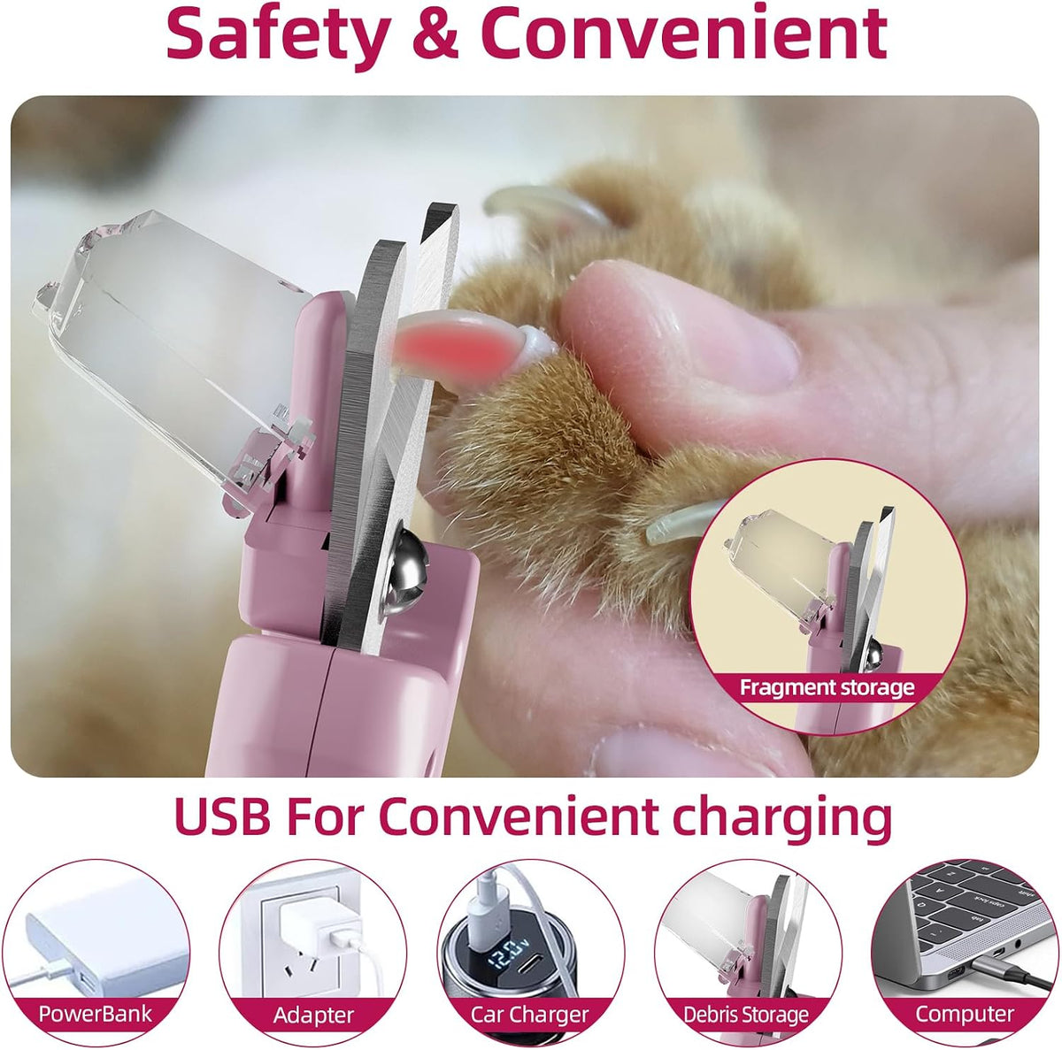 2 in 1 Dog & Cat Pets Nail Clippers and Grinder with Lights - Safety Guard to Avoid Overcutting,Professional Pet Nail Claw Trimmers, Professional Grooming Tools for Pets (Medium & Small Pet)