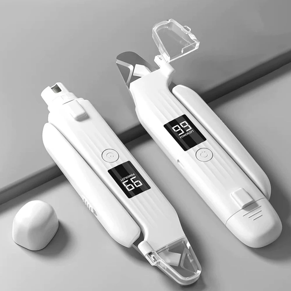 Dog Cat Nail Clipper Grinder 2 in 1 USB Rechargeable LED Lights Animal Splash Guard Pet Nail File Grinder