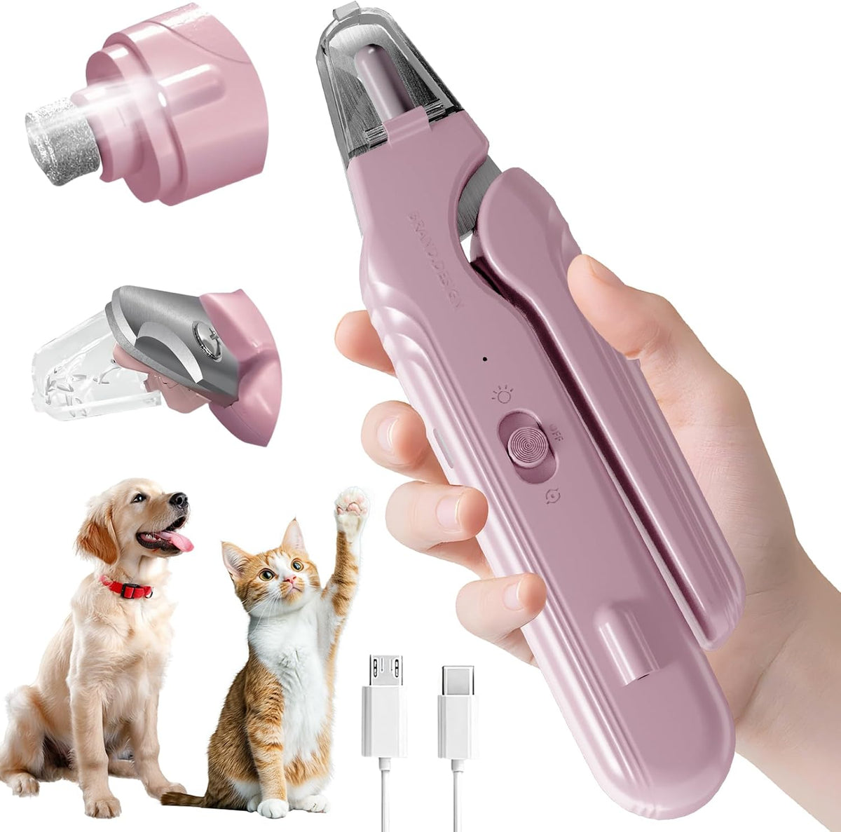 2 in 1 Dog & Cat Pets Nail Clippers and Grinder with Lights - Safety Guard to Avoid Overcutting,Professional Pet Nail Claw Trimmers, Professional Grooming Tools for Pets (Medium & Small Pet)