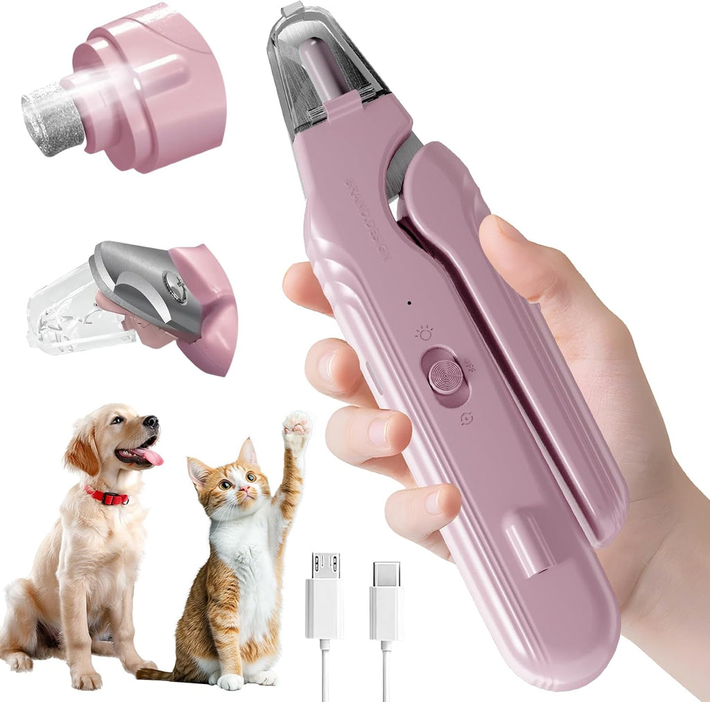 2 in 1 Dog & Cat Pets Nail Clippers and Grinder with Lights - Safety Guard to Avoid Overcutting,Professional Pet Nail Claw Trimmers, Professional Grooming Tools for Pets (Medium & Small Pet)