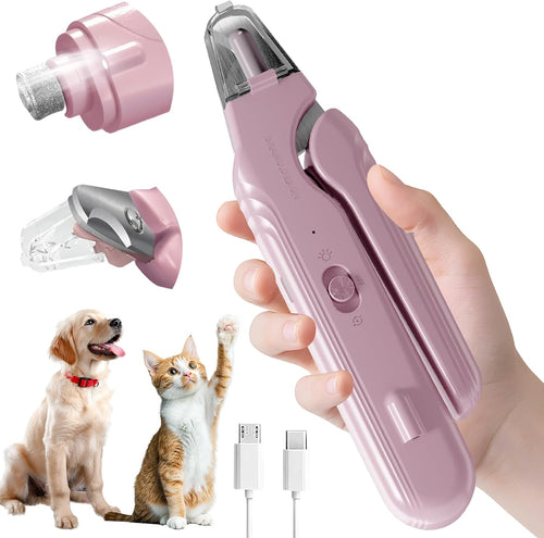2 in 1 Dog & Cat Pets Nail Clippers and Grinder with Lights - Safety Guard to Avoid Overcutting,Professional Pet Nail Claw Trimmers, Professional Grooming Tools for Pets (Medium & Small Pet)